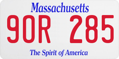 MA license plate 9OR285