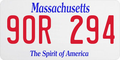 MA license plate 9OR294
