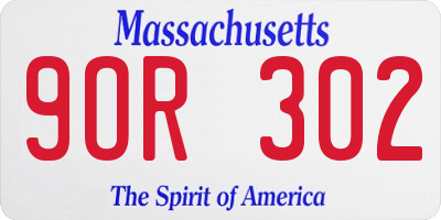 MA license plate 9OR302