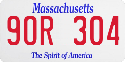 MA license plate 9OR304
