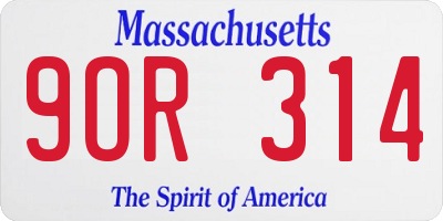 MA license plate 9OR314