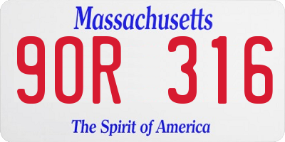 MA license plate 9OR316