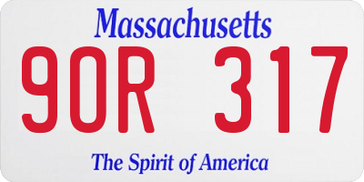 MA license plate 9OR317