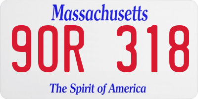 MA license plate 9OR318