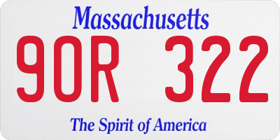 MA license plate 9OR322