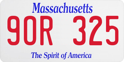 MA license plate 9OR325