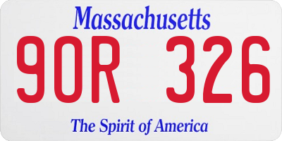 MA license plate 9OR326