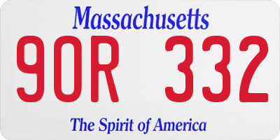 MA license plate 9OR332