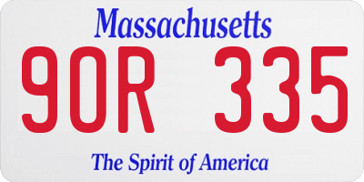 MA license plate 9OR335