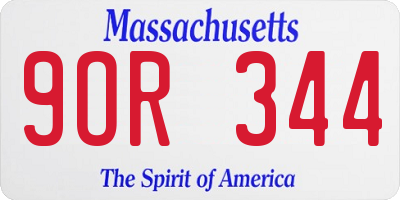 MA license plate 9OR344