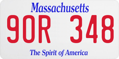 MA license plate 9OR348