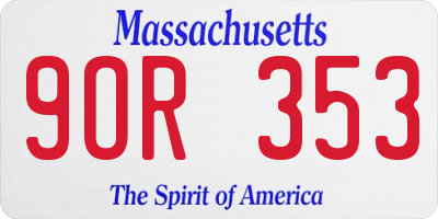 MA license plate 9OR353