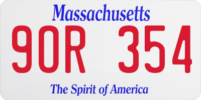 MA license plate 9OR354