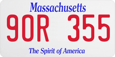 MA license plate 9OR355