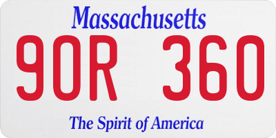 MA license plate 9OR360