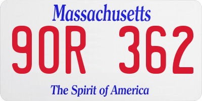 MA license plate 9OR362