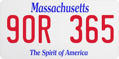 MA license plate 9OR365