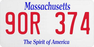 MA license plate 9OR374