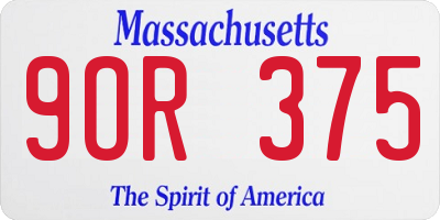 MA license plate 9OR375