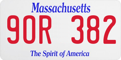 MA license plate 9OR382