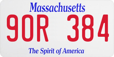 MA license plate 9OR384