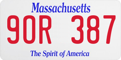 MA license plate 9OR387