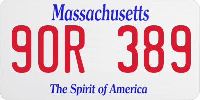 MA license plate 9OR389