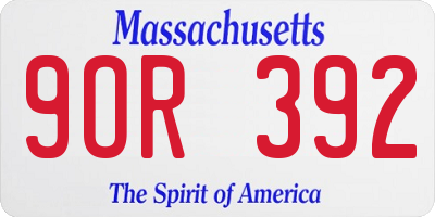 MA license plate 9OR392