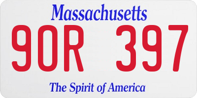 MA license plate 9OR397