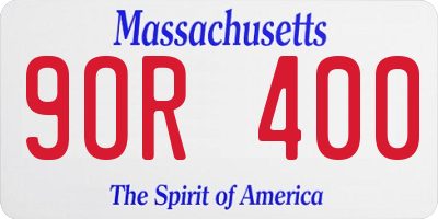 MA license plate 9OR400