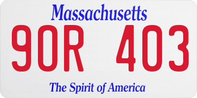 MA license plate 9OR403