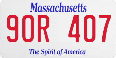 MA license plate 9OR407