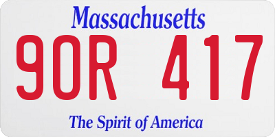 MA license plate 9OR417