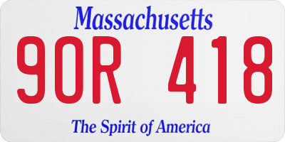 MA license plate 9OR418