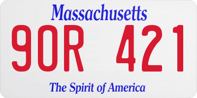 MA license plate 9OR421