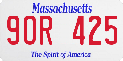 MA license plate 9OR425