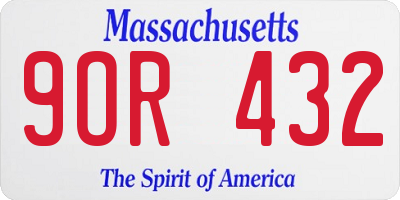 MA license plate 9OR432