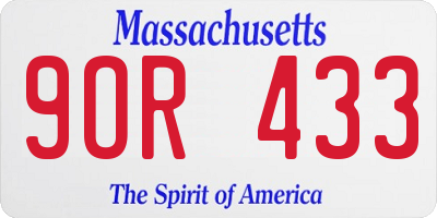 MA license plate 9OR433