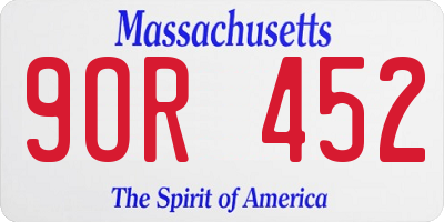 MA license plate 9OR452