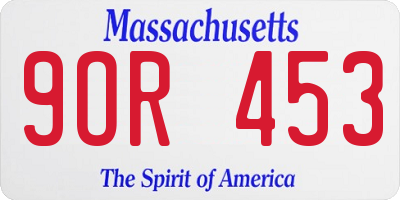 MA license plate 9OR453