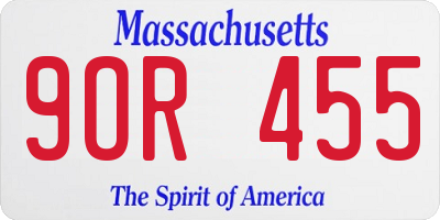 MA license plate 9OR455