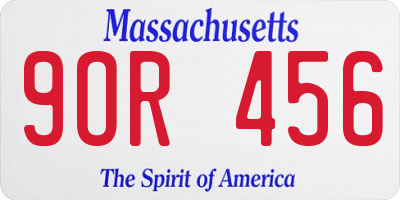 MA license plate 9OR456