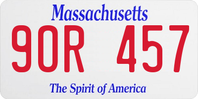 MA license plate 9OR457