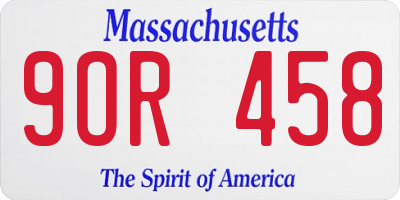 MA license plate 9OR458