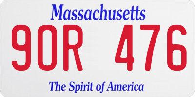 MA license plate 9OR476