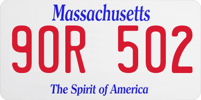 MA license plate 9OR502