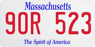 MA license plate 9OR523