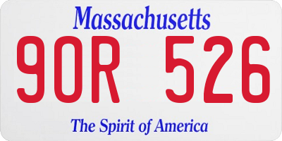 MA license plate 9OR526