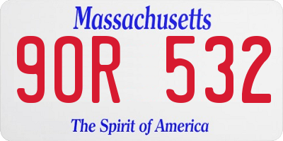 MA license plate 9OR532