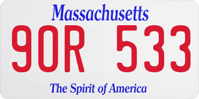 MA license plate 9OR533